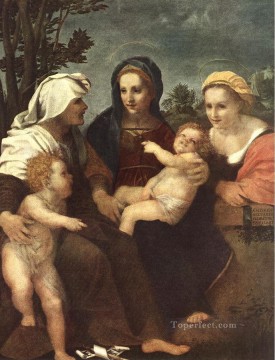  Catherine Painting - Madonna and Child with Sts Catherine Elisabeth and John the Baptist renaissance mannerism Andrea del Sarto